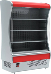 Холодильная горка гастрономическая Carboma F20-07 VM 1,3-2 (ВХСп-1,3) (0011-3020 боковины сер пластик, декор красн.)