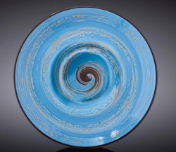 Тарелка Wilmax Spiral голубая 800 мл, D 200 мм