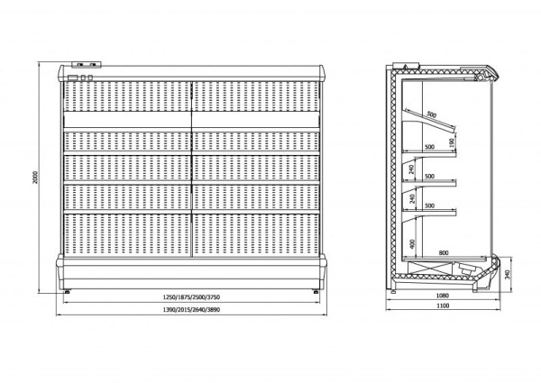 Холодильная горка универсальная с выносным агрегатом Enteco master Немига П1 187 ВСн